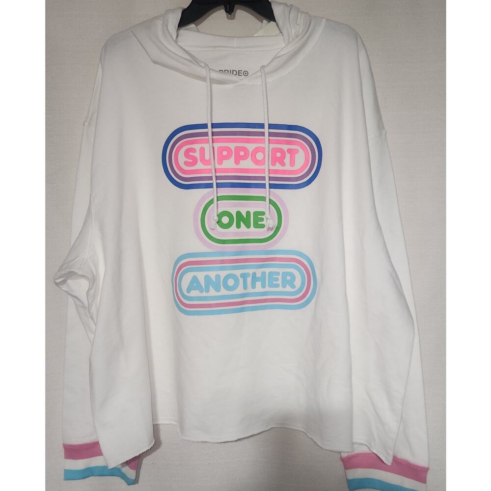 Pride Adult 'Support One Another' Cropped Hooded Sweatshirt women's 2X